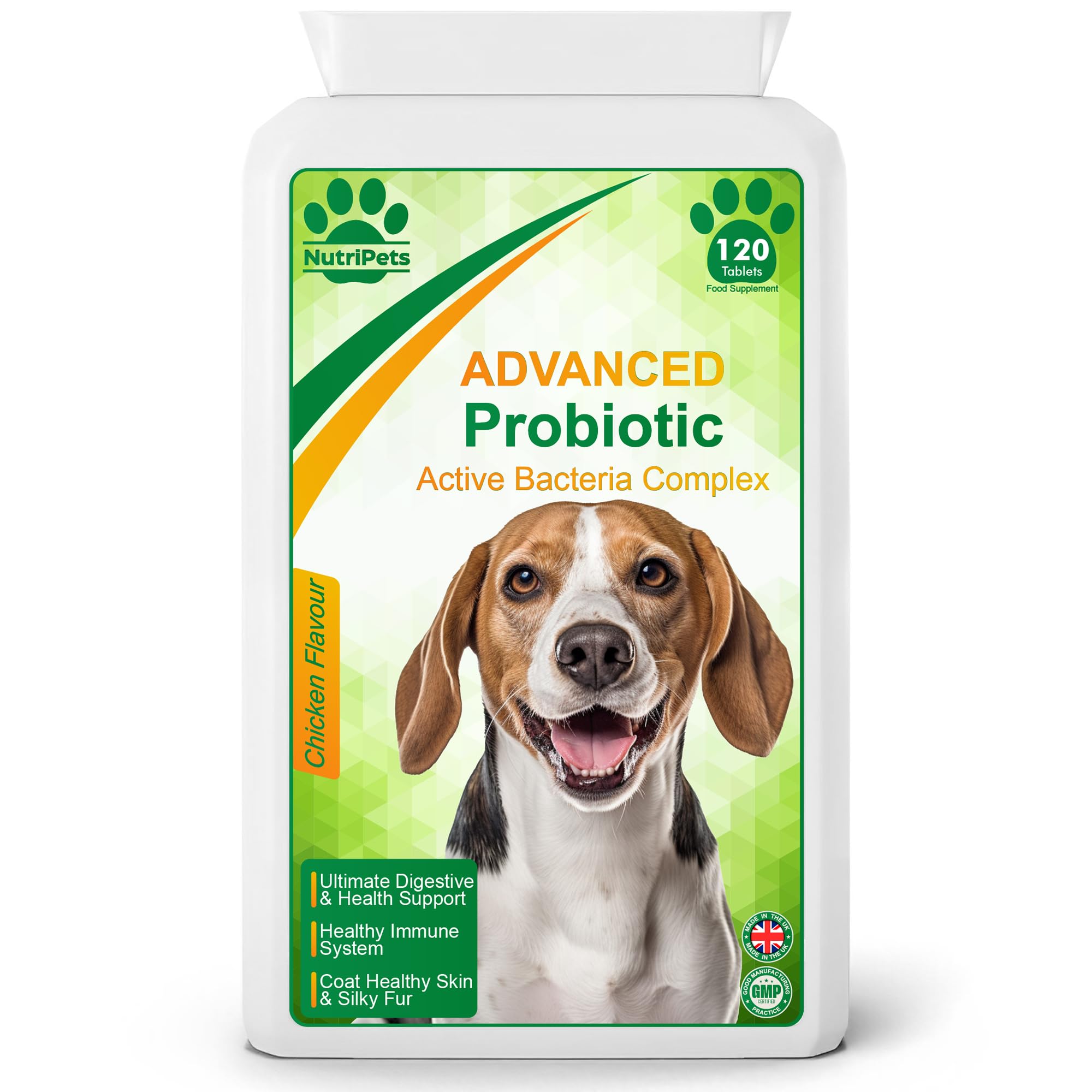 NutriPETS Dogs Digestive Care for All Ages| Pet Probiotics for with Sensitive Digestion| 120 K9 Supplements Tablets | Made in the UK