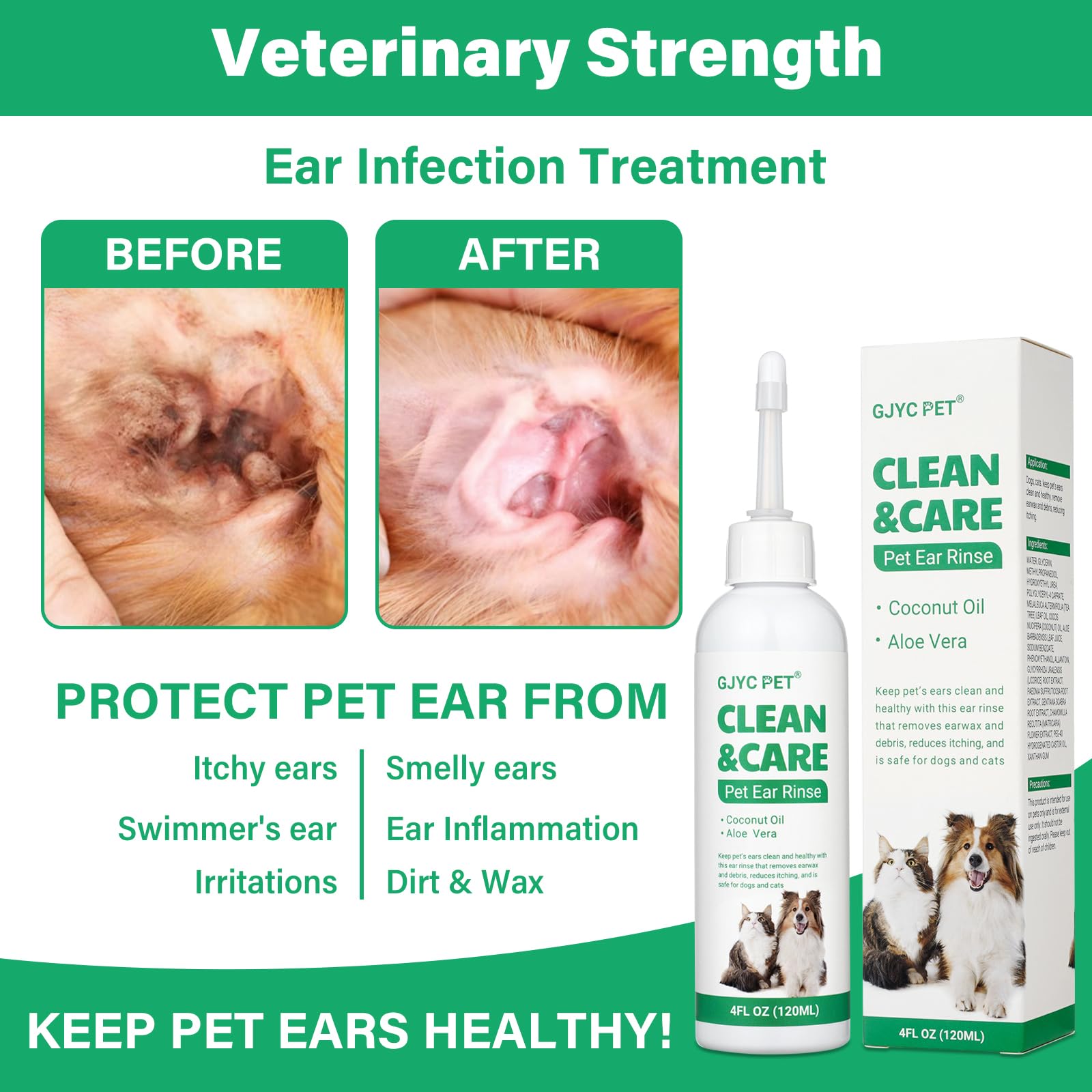 GJYC PET Dog Ear Rinse, 4 OZ, pet ear drop 120ml - Image 2