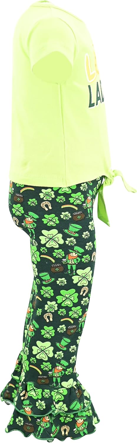 Unique Baby 2 Piece Girls Double Ruffle Leggings and Short Sleeve Shirt Clothes Set Kid and Toddler Girl Outfit - Image 5