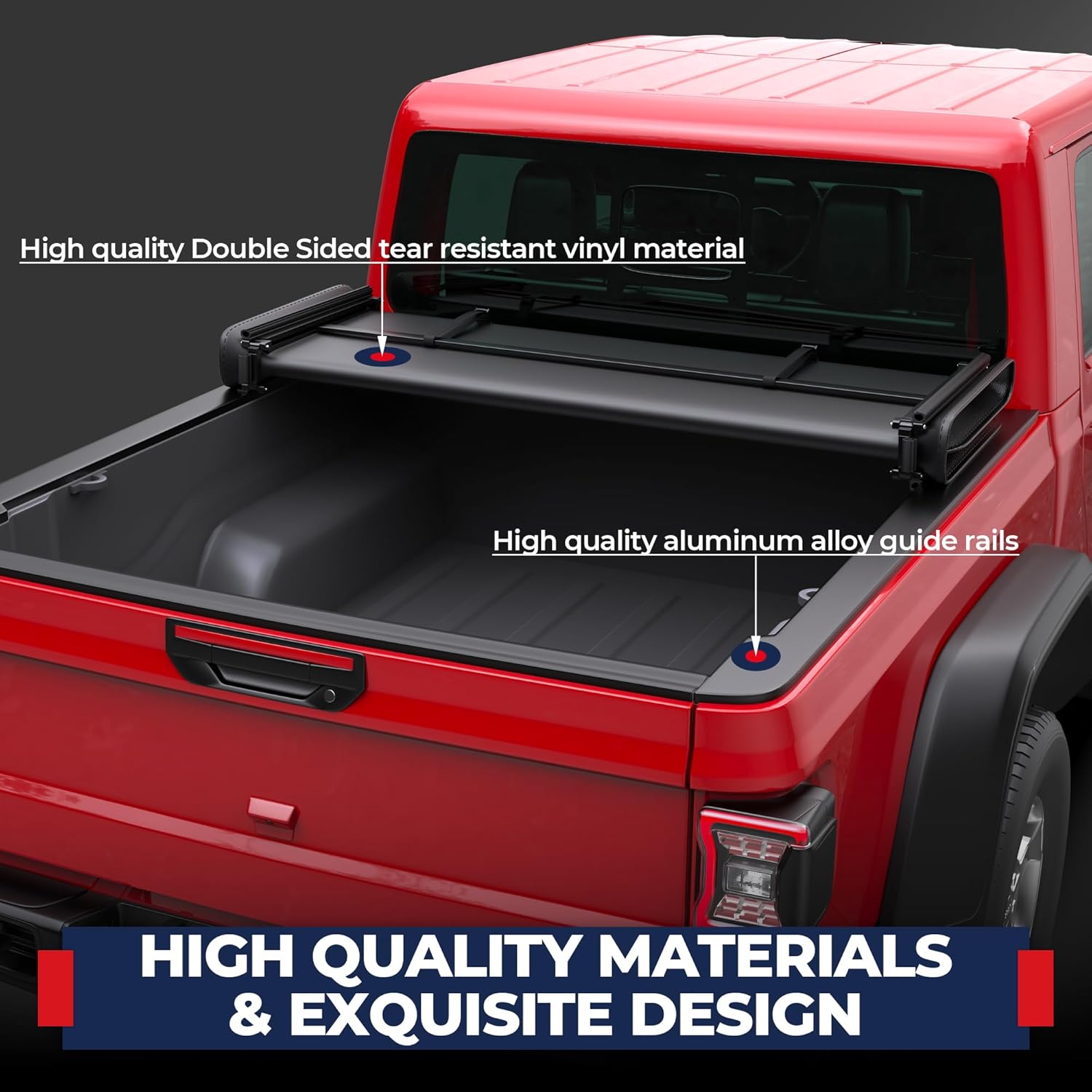 MOSTPLUS 5FT Soft Folding Truck Bed Tonneau Cover Compatible for Jeep Gladiator JT 2020 2021 2022 2023 2024 2025 2026 with or Without Utility Track System Tri-Fold Truck Cover On Top 60.3' 3-Fold