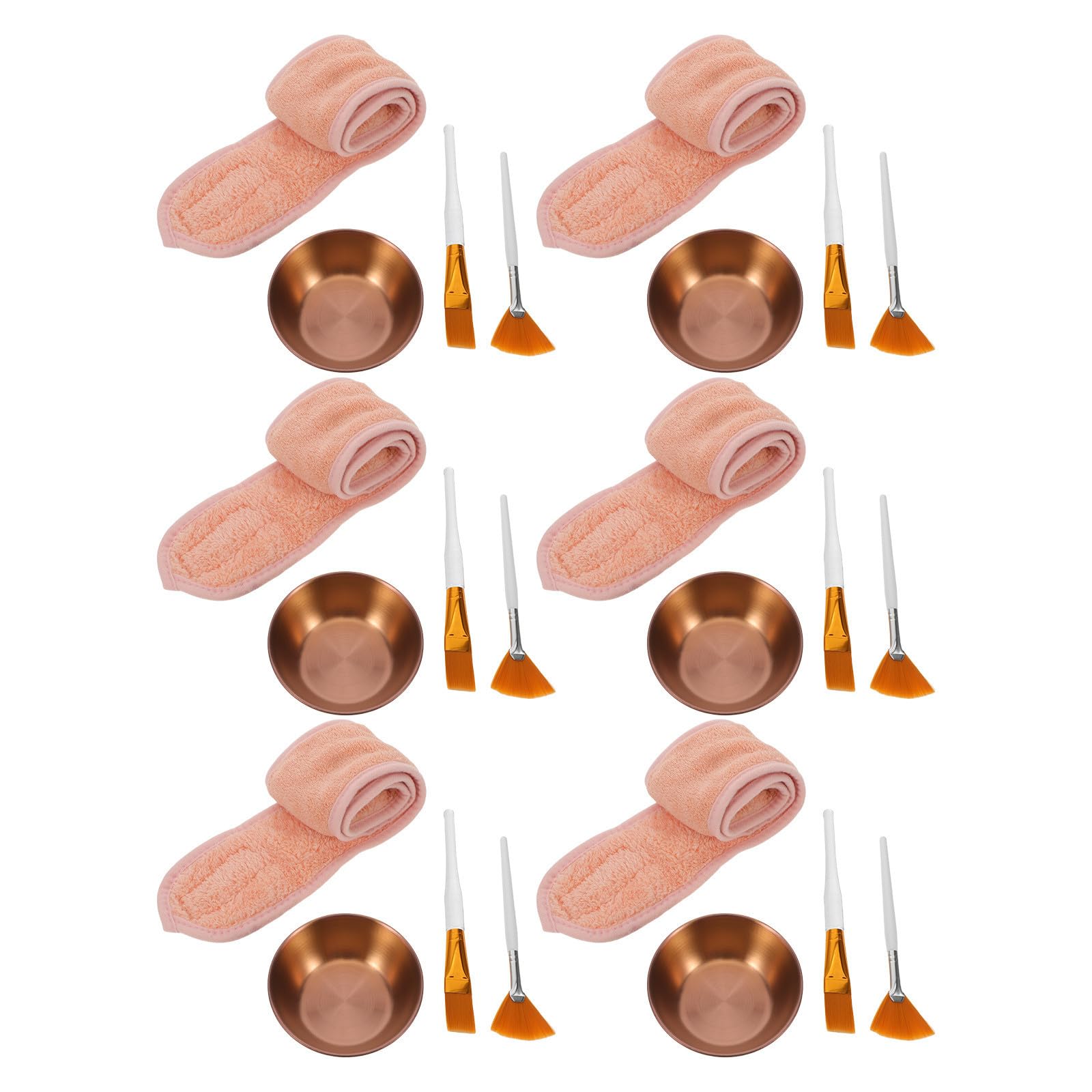 Kosmetikerinnen Gesichtsreinigungsset mit Stirnband und Edelstahl Mischschale aus Korallenfleece für Hautpflege zu Hause und Beauty Salon