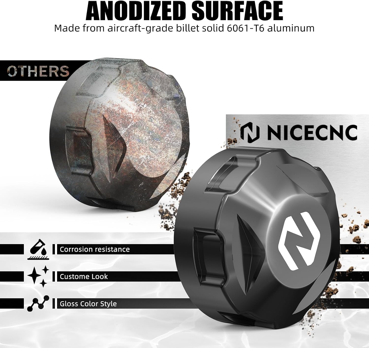 NICECNC Black Reservoir Cover Coolant Compensating Tank Cover Compatible with 125/250/390 Duke 2024, Replacement for 9633590304404A