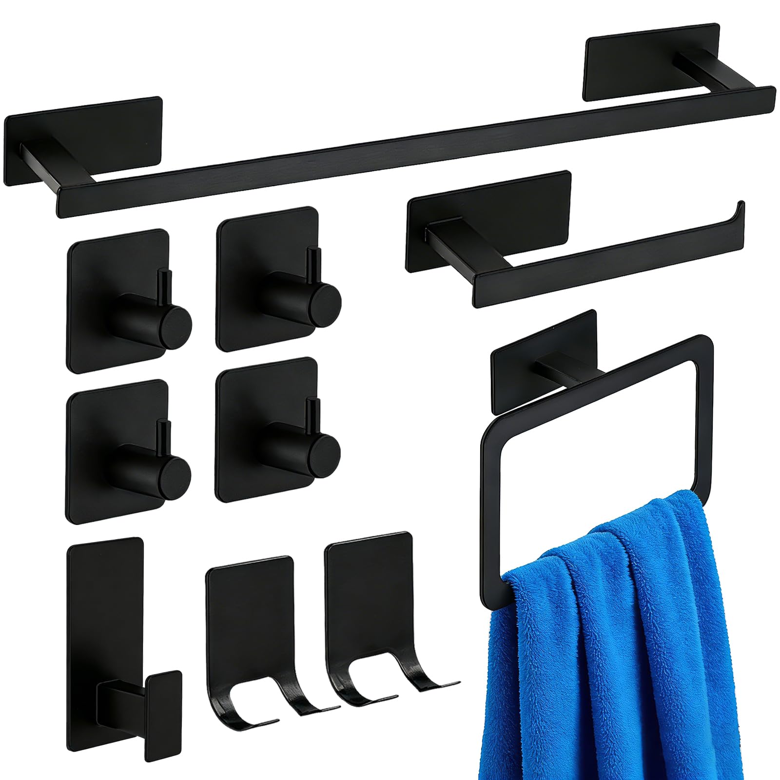 Photo 1 of 10 Pieces Stainless Steel Bathroom Towel Bar Set Self Adhesive