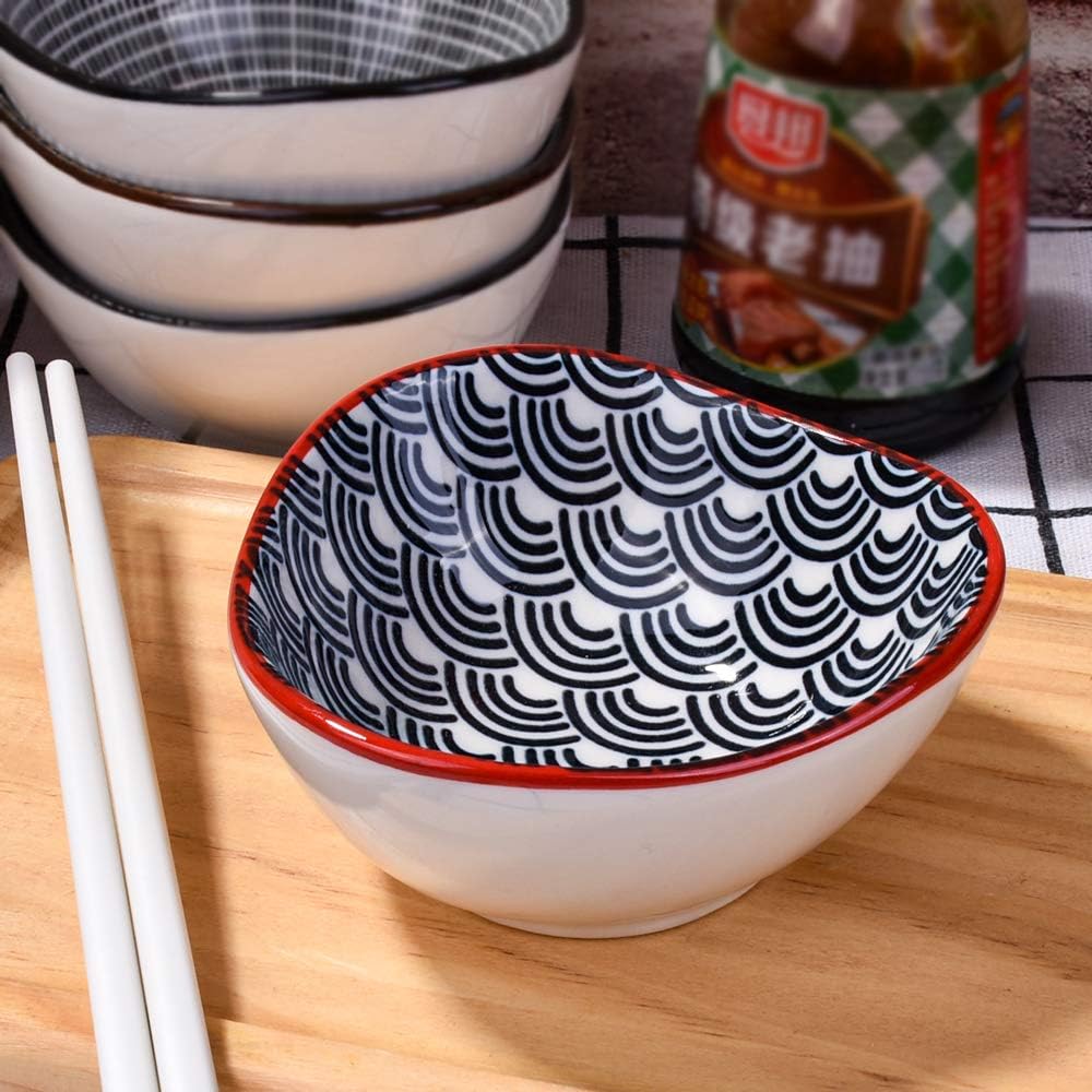 4-Piece Ceramic Dipping Bowl Set, 3.6'' Triangle Shape Small Sauce Dishes