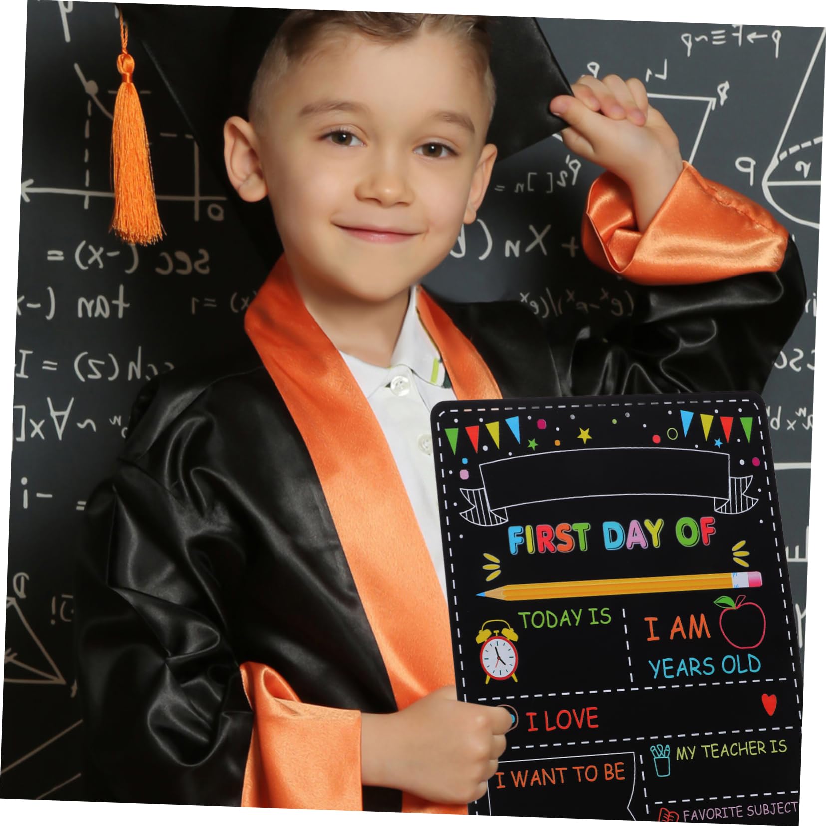 DOITOOL 4 Piezas Tablero Escolar Doble Cara de Madera para Primer Día de Colegio Pizarra Reutilizable para Fotos Decoraciones de Clase para Preescolar y Primaria