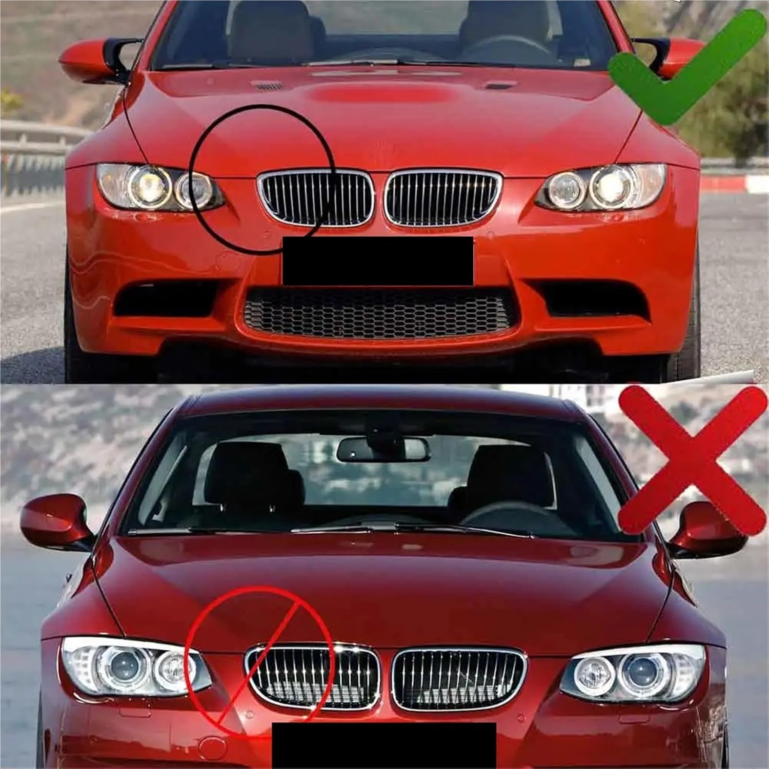 Front Grille Kidney Grill Compatible with BMW E92 E93 M3 2006-2009 2008-2013 3-Series E92 E93 2 Doors Coupe 07-10 Car Styling Gloss Black