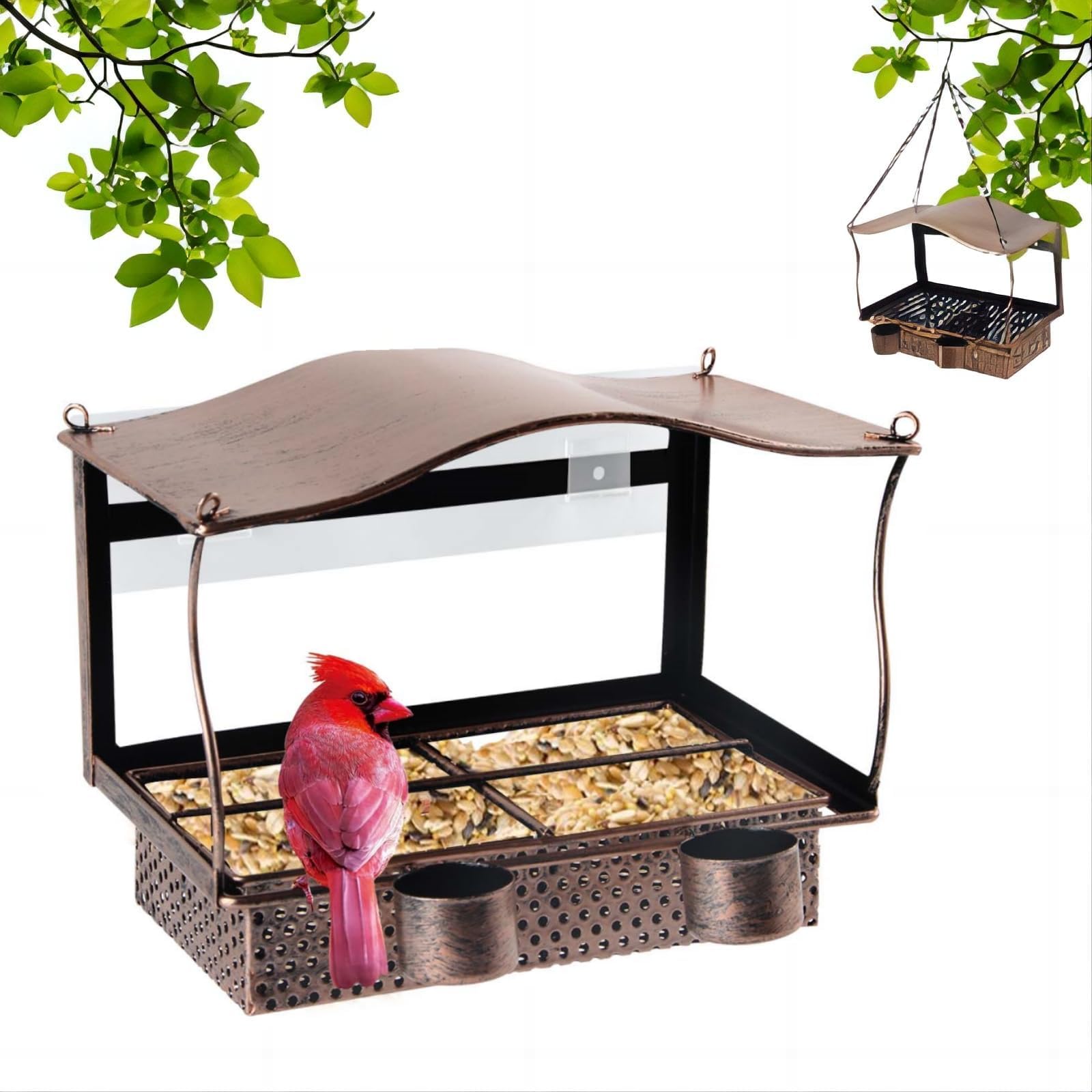Mangeoires pour Oiseaux Sauvages, 4pcs Mangeoire à Oiseaux Suspendue à