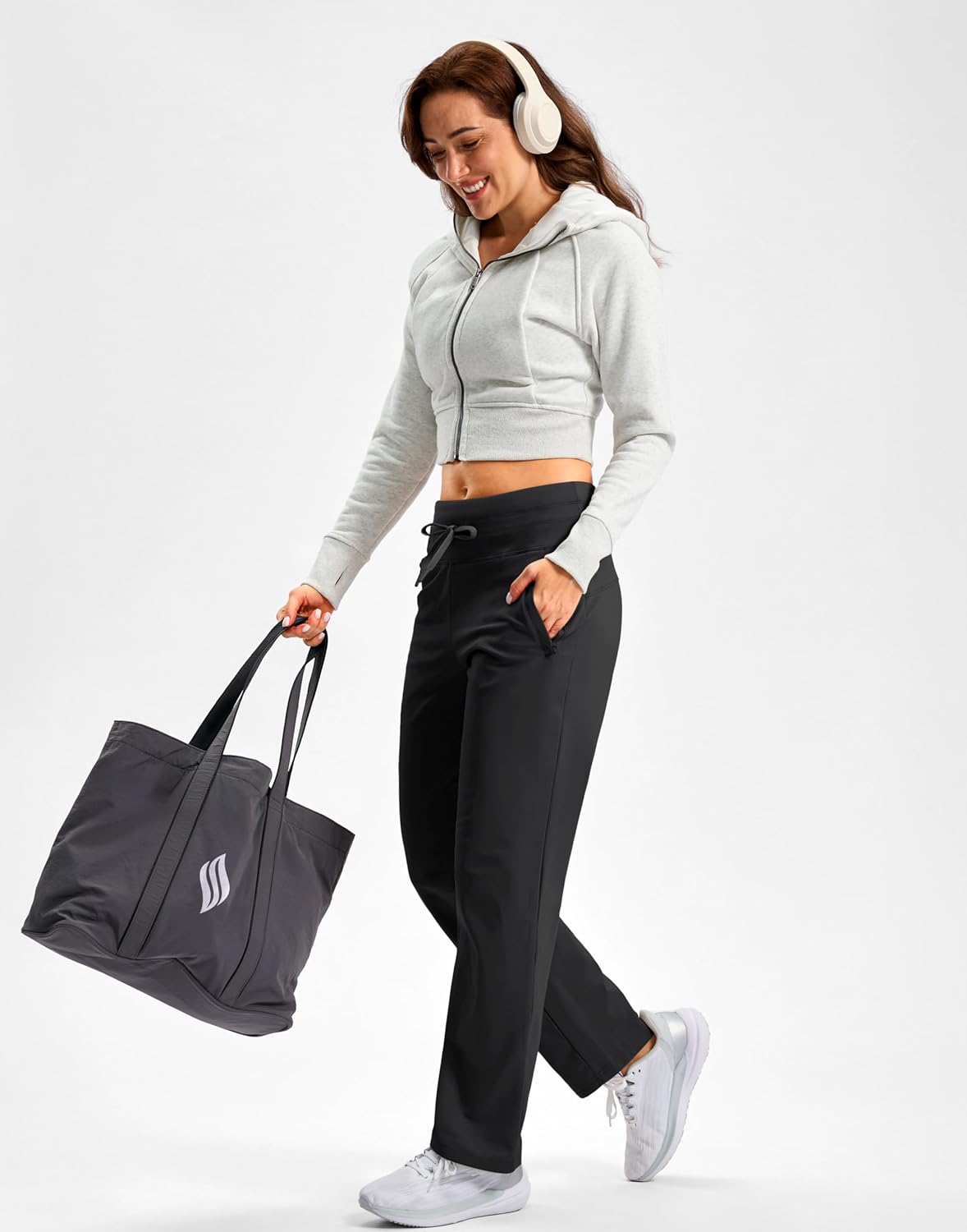 SANTINY Women's Fleece Lined Pants 29" Winter Warm Sweatpants Water Resistant Snow Ski Hiking Pants with Zipper Pockets - Image 4