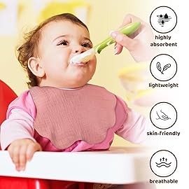 DOSMINE Muslin Baby Bibs for Drooling and Teething Newborn Drool Bibs for Baby Girl Boy (Rose)