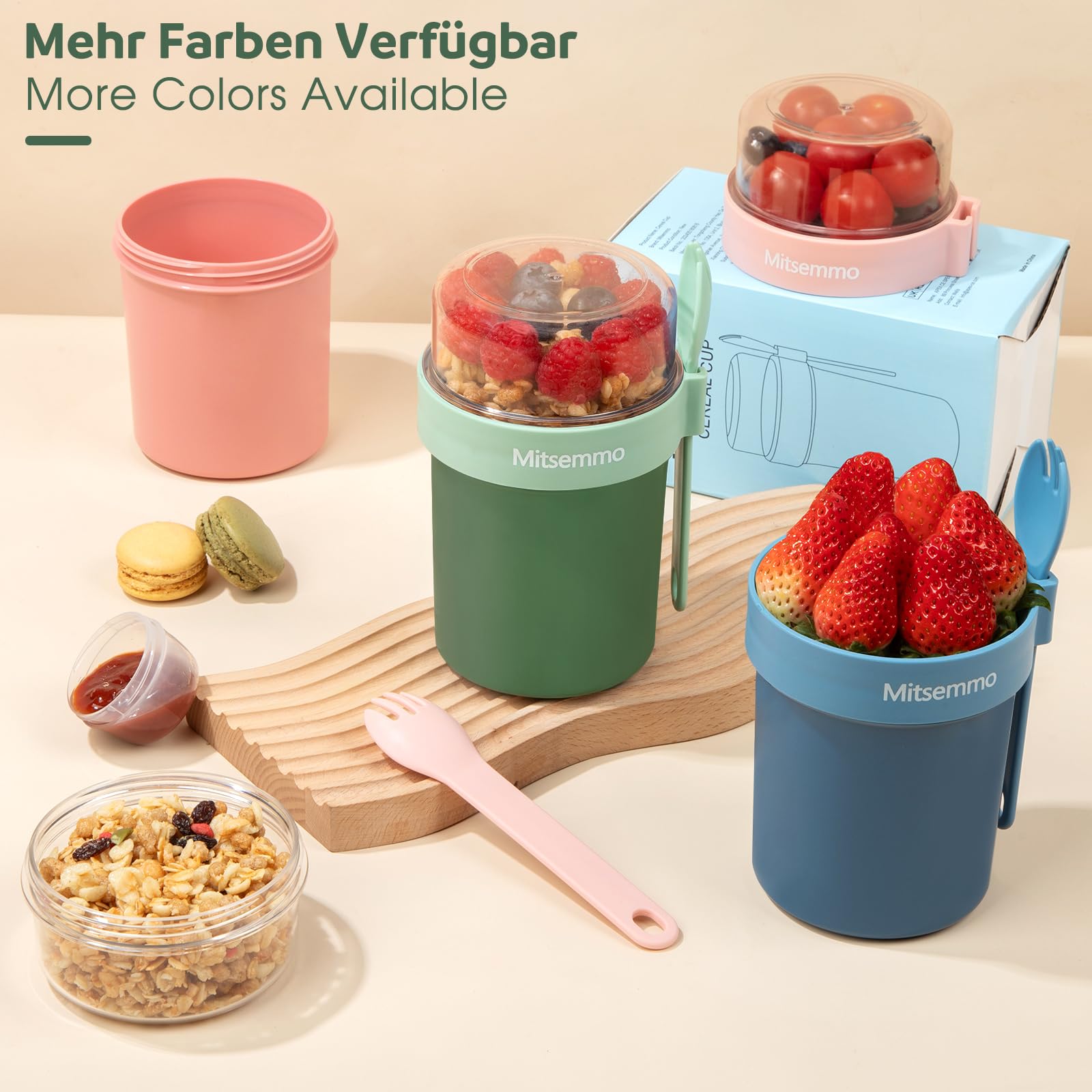 Netrox - Tazza Cereali To Go Con cucchiaio e contenitore estraibile