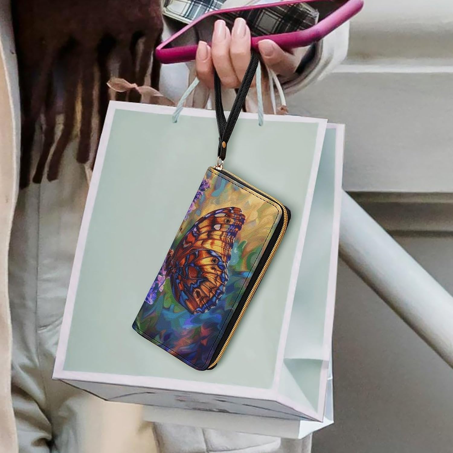 Butterfly Wristlet Clutch Wallet with 4 Card Slots image 2