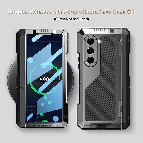 Miniatura 7 de Funda para Samsung Galaxy Z Fold 6 con soporte delgado para bolígrafo S (2023), parachoques de metal de alta resistencia a prueba de golpes
