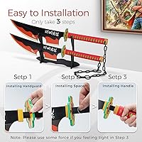 Vista 45 de Cold Blade Demon Katana - Réplica de anime de 41 pulgadas con cinturón y soporte, espada duradera perfecta para cosplay, espada Nichirin con diseño