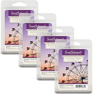 Scentsationals Wax Melts, Wax Cubes Strong Scent - Festival Vibes - Long Lasting Scented Wax Melts for Warmer, 2.5 oz (4 Pack, 2.5 oz, Festival Vibes)