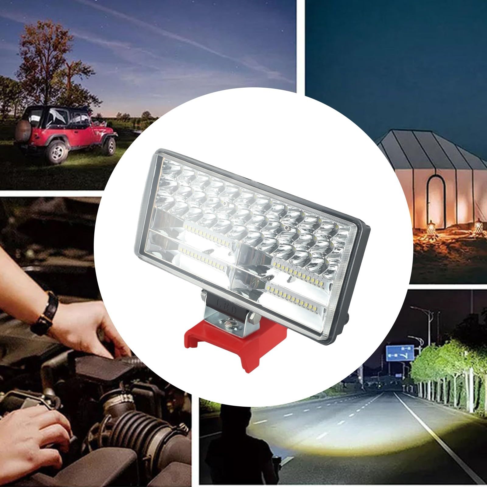 Luz de trabajo de 18 V, 5400 lm, con clip para cinturón