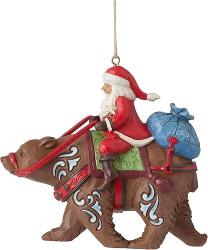 Miniatura 3 de Enesco Jim Shore Heartwood Creek - Adorno colgante de oso montante de Papá Noel, 3.94 pulgadas, multicolor