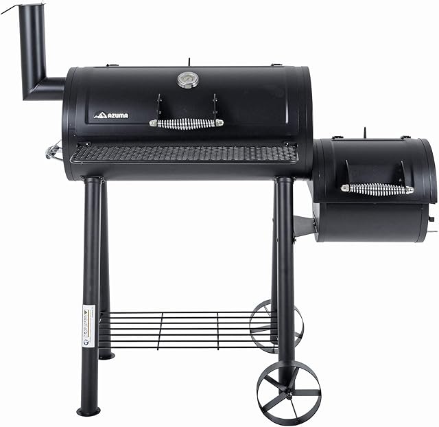 Azuma Bandit Barrel BBQ Charcoal Grill Wood Smoker Firebox Black Steel Portable Barbecue