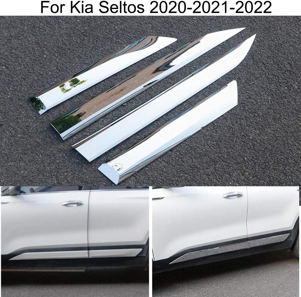 Chrome Car Body Door Side Molding Trim sill Cover Guard Compatible for Kia Seltos 2020-2021-2022-2023