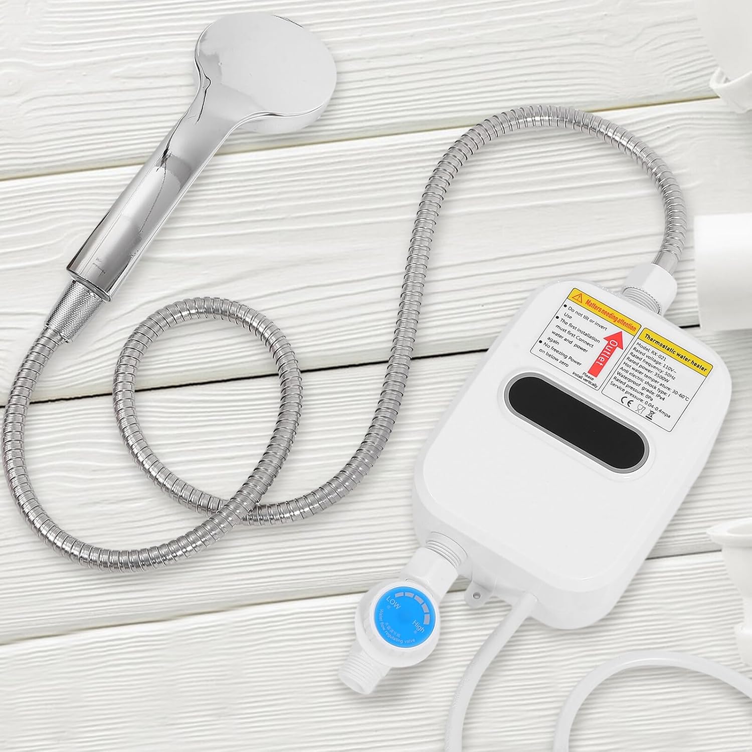 Mini Tankless Electric Water Heater Portable Rapid Heating Water Heater with LCD Temperature Display Safety Water-electricity Separation for Home Camping RV Pets US Plug