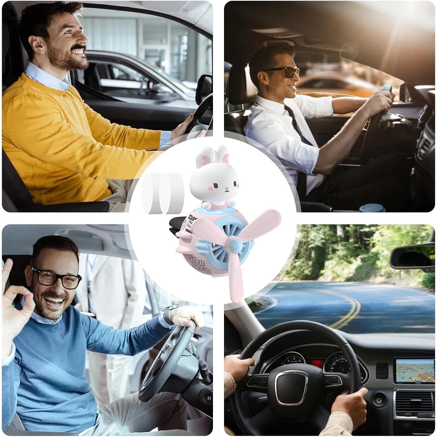 Pilot Car Diffuser - Cartoon Animal Pilot Air Freshener,Cute Car Rotating Propeller Air Freshener with Aromatherapy Tablet, Creative Outlet Fan for Interior Decoration