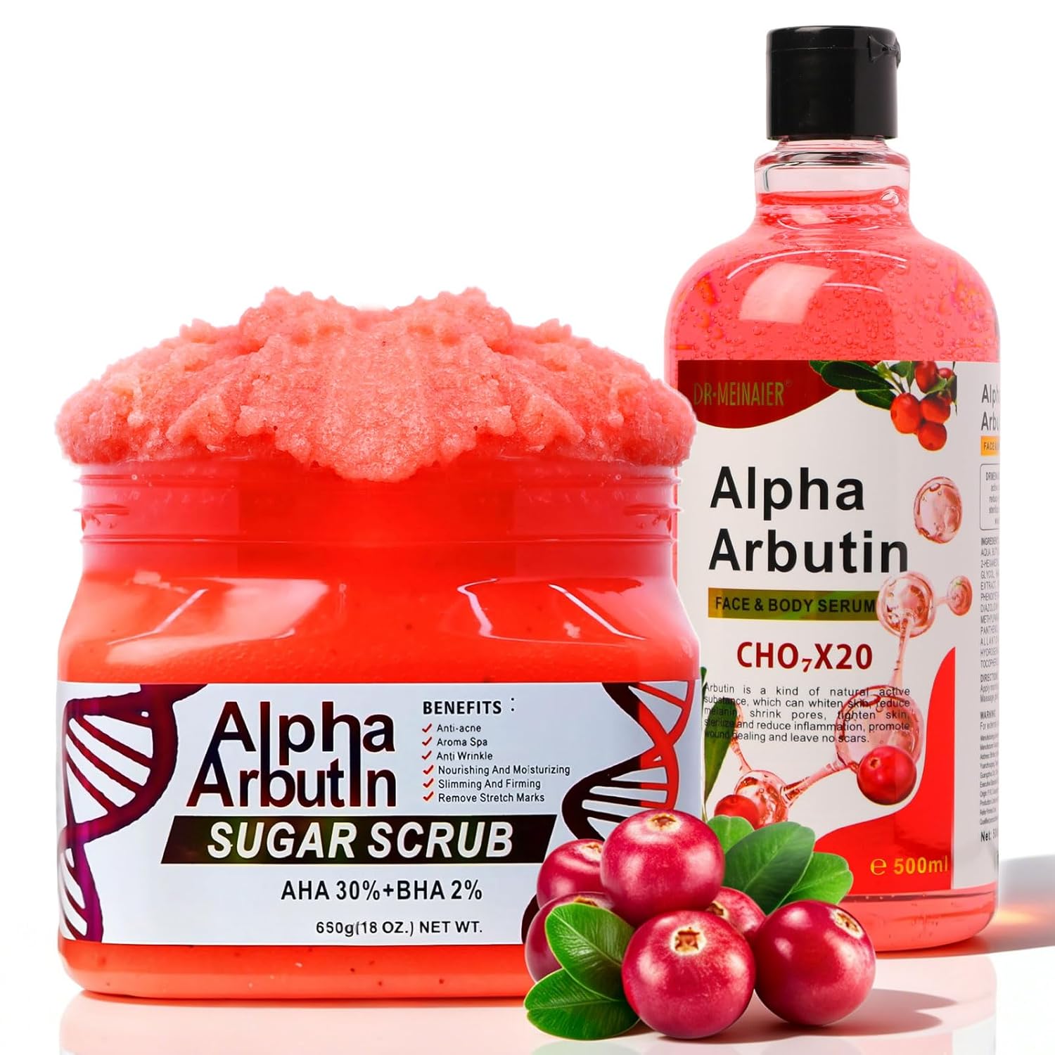 Dr. Meinaier Alpha Arbutin Body Scrub & Body Serum Set – 2-Step Body Care Bundle for Smooth, Soft Skin – Daily Body Care Routine
