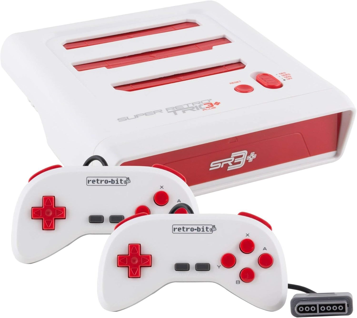 Retro-Bit Super Retro Trio HD Plus 720P 3 in 1 Console System (2019) for Original NES, SNES, and Sega Genesis Games - Red/White (Renewed) : Video Games