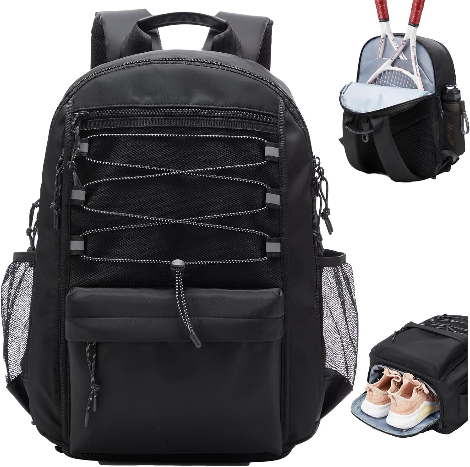 LANBX Tennis Bag, Tennis Backpack for Women Men 2 Rackets with Insulated Pocket Shoe Compartemnt for Pickleball Tennis