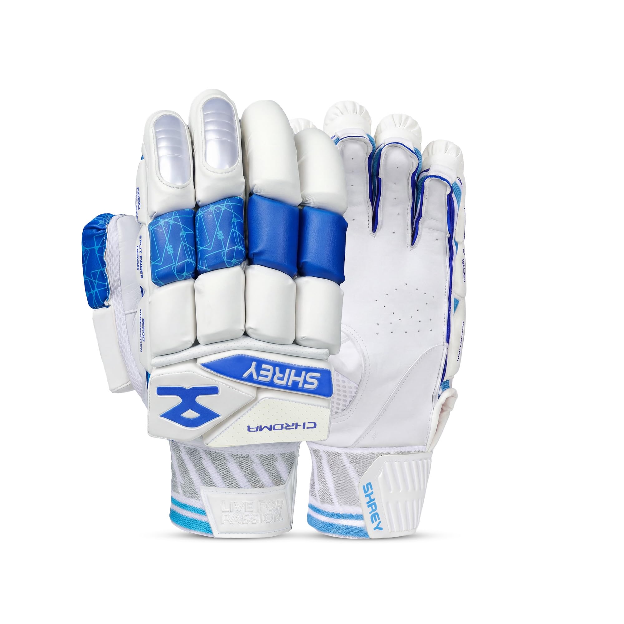 SHREY Chroma Cricket Batting Gloves (White/Royal Blue, One Size, Right)-picture-10