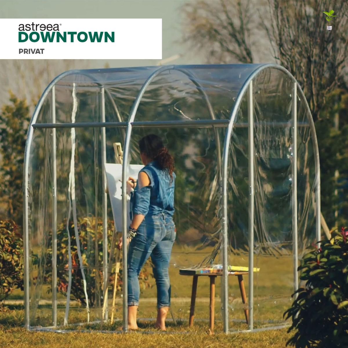 astreea Downtown wielofunkcyjny domek ogrodowy na wszystkie pory roku, 180 x 180 x 210 cm. Idealny jako szklarnia, możliwość przechowywania, magazyn drewniany, pawilon letni itp. Przezroczysty