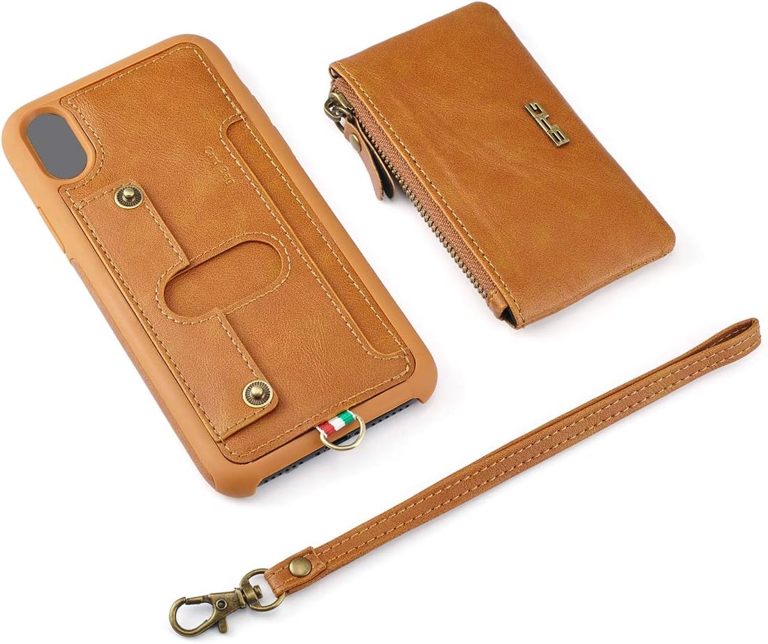 UKCOCO Leather case for iPhone XR,Detachable Lanyard