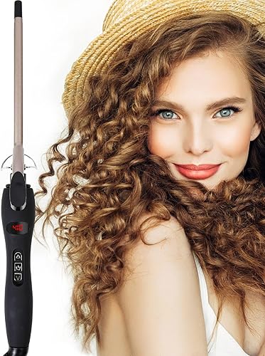 Varita rizadora con pantalla LCD de temperatura, barril de turmalina de cerámica de 38 pulgadas, doble voltaje, calentamiento rápido, rizador de