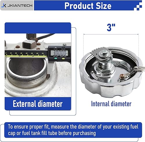 Miniatura 6 de 20770691 Tapa de combustible con bloqueo de 3 pulgadas (2 unidades), compatible con modelos de camiones pesados Volvo VNVNL, tapa de depósito de