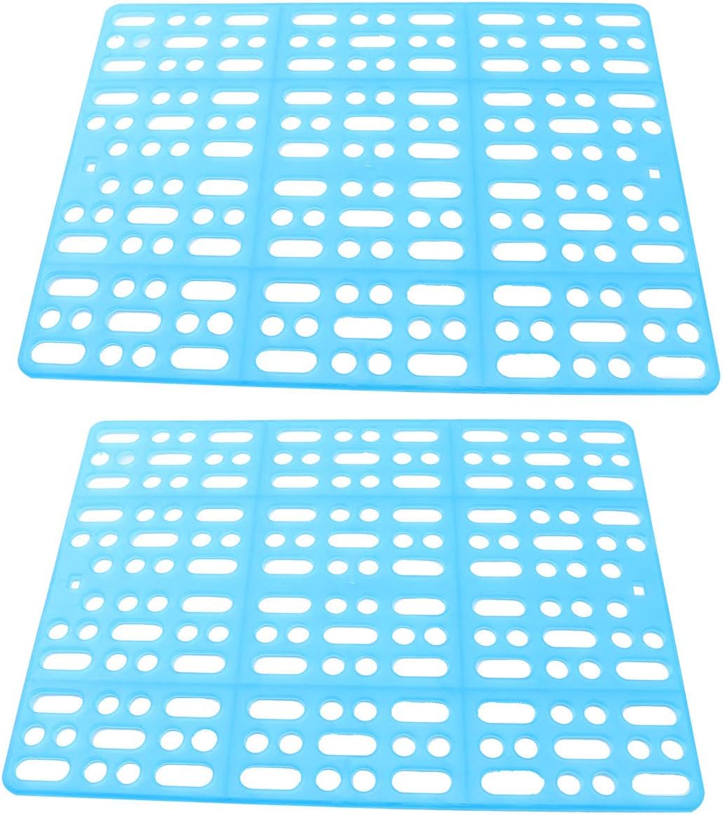 LQ Industrial Rabbit Mat for Cages 2PCS Blue Plastic Health Easy Clean Resting Mats Small Pet Hollow Feet Pads with 4PCS Fixed Tabs for…