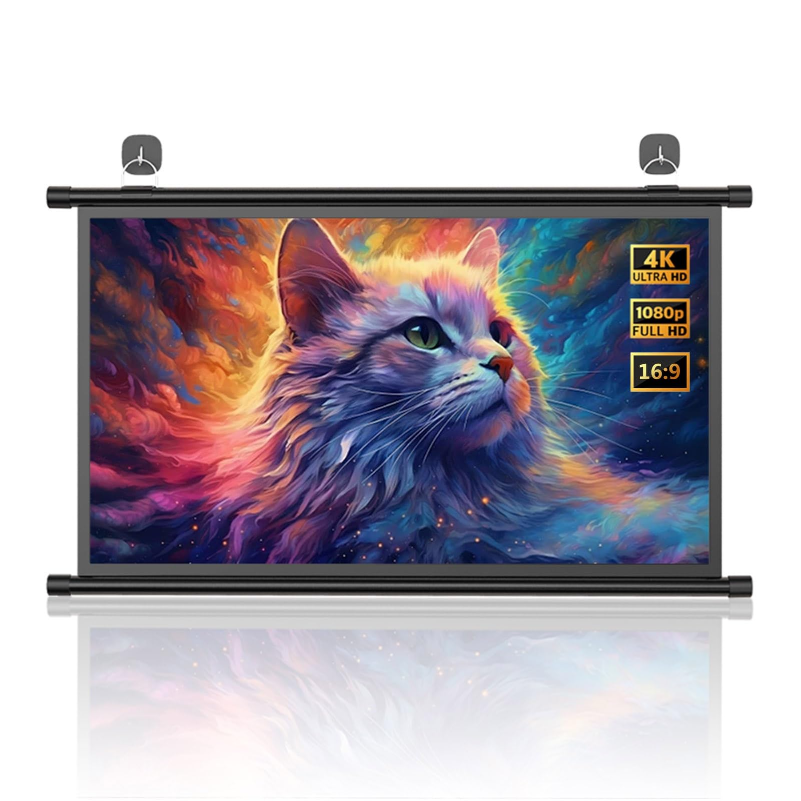 Écran de projection portable 72" 16:9 à défilement manuel pour home cinéma