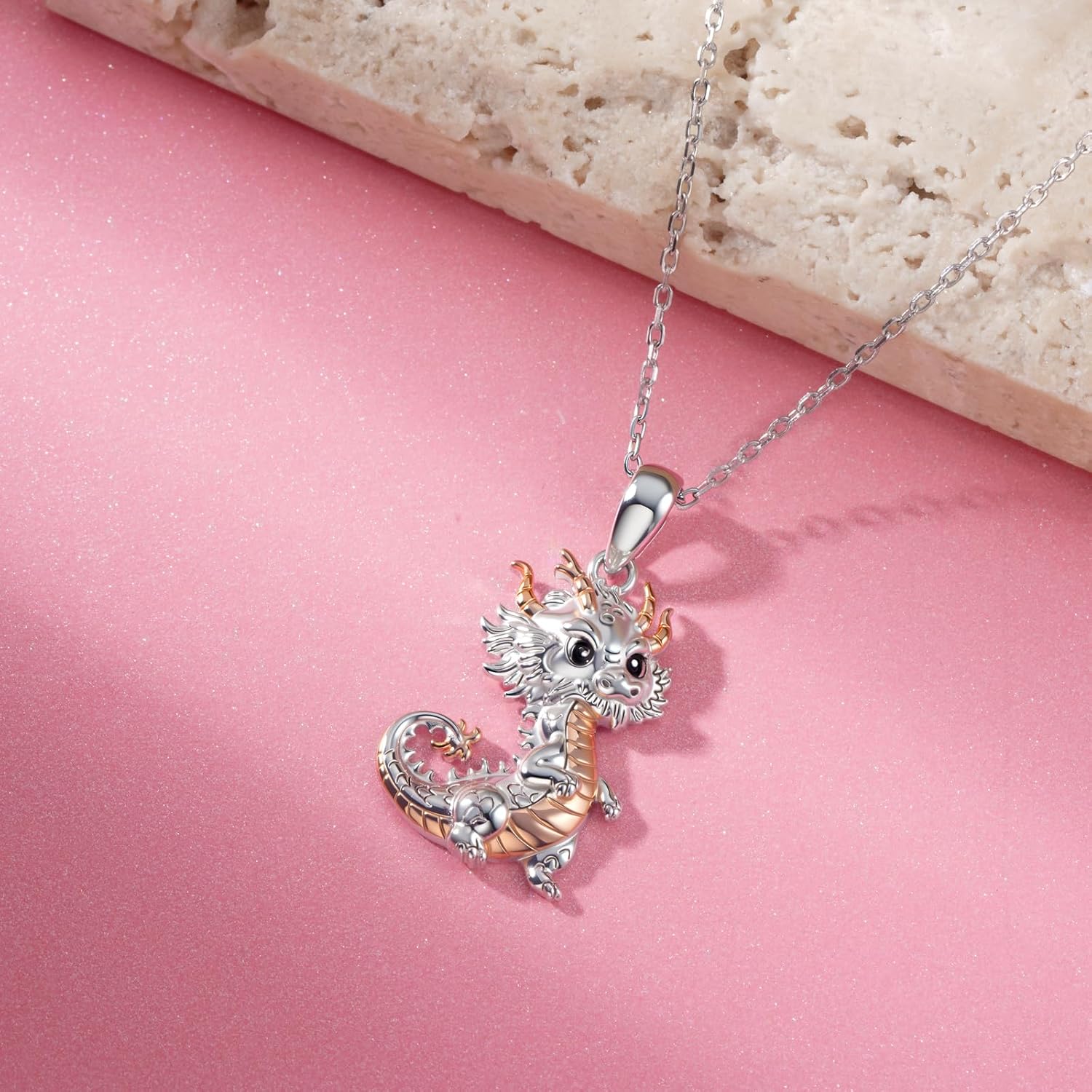 Dragon Necklace 925 Sterling Silver Cute Animals Pendant Chinese Dragon Jewelry Gifts for Women - Image 3