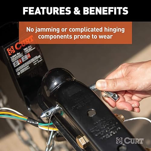 Miniatura 6 de CURT 25470 QuickPin Acoplador de remolque sin pestillo para bola de enganche de 2 pulgadas, canal de 2 pulgadas, 3,500 libras