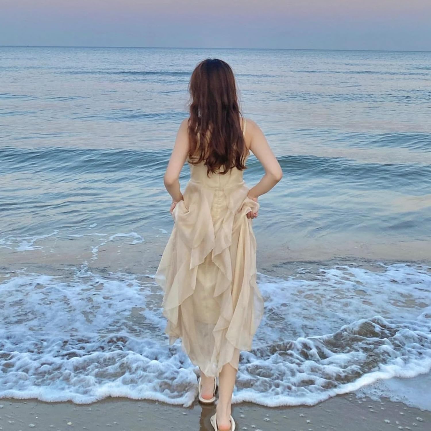 [ZAKFY] サンドレス レディース 春夏 ロング丈 S～XL ワンピース ビーチ リゾート 披露宴 パーディー 通勤 通学 サマ