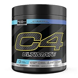 Cellucor C4 Ultimate Pre Workout Powder ICY Blue Razz - Sugar Free Preworkout Energy Supplement for Men & Women - 300mg Caffeine + 3.2g Beta Alanine + 2 Patented Creatines - 20 Servings