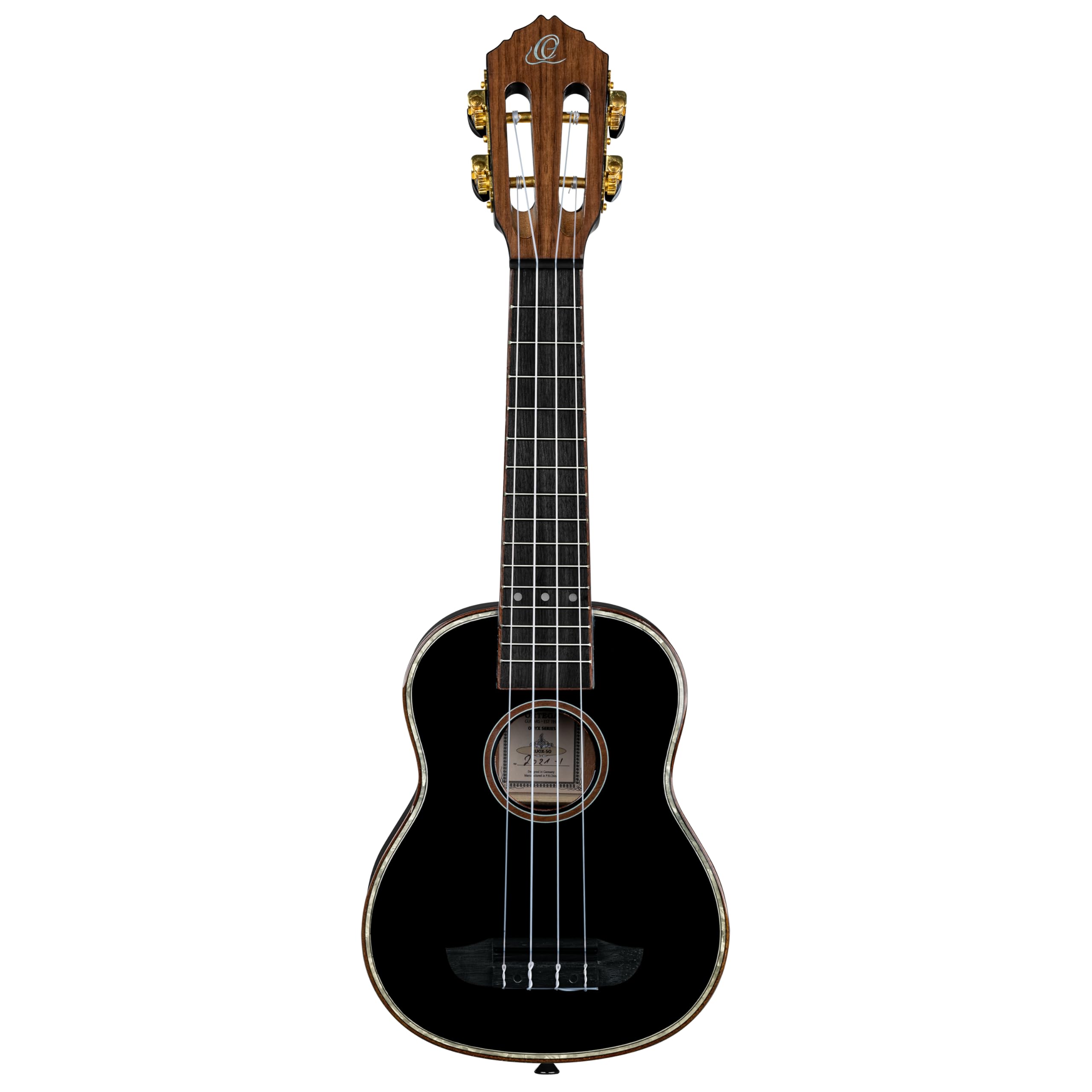 Ortega Guitars Ukulele Soprano Acustico – Onyx Series – Gig Bag Inclusa – Abete Rosso / Mogano, Black (RUOX-SO)