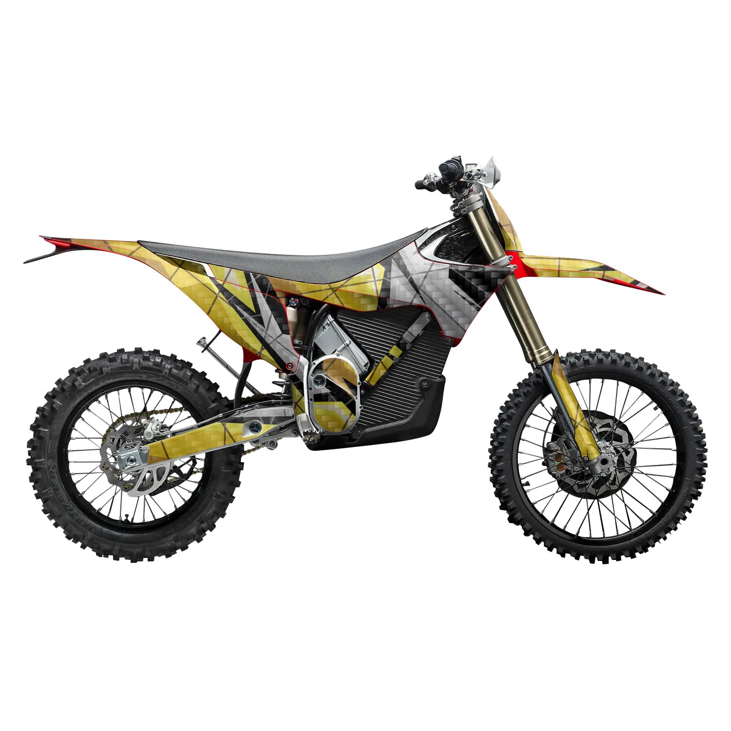 Carbon Fiber Stark Varg MX 2023-2025 Graphics Kit Wrap - Polygon Grunge Yellow - Varg MX Skin - Premium 3M Vinyl Protective Wrap Decal Cover - Easy to Apply | Crafted in The USA by MightySkins