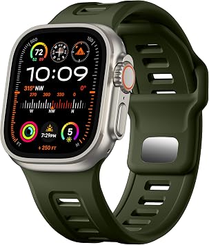 Rugged Sport Bands Compatible with Apple Watch Ultra/Ultra 2 Band 49mm 45mm 44mm 42mm Men Women, Soft Waterproof Silicone Replacement Strap for iWatch Series SE2 SE 9 8 7 6 5 4 3 2 1