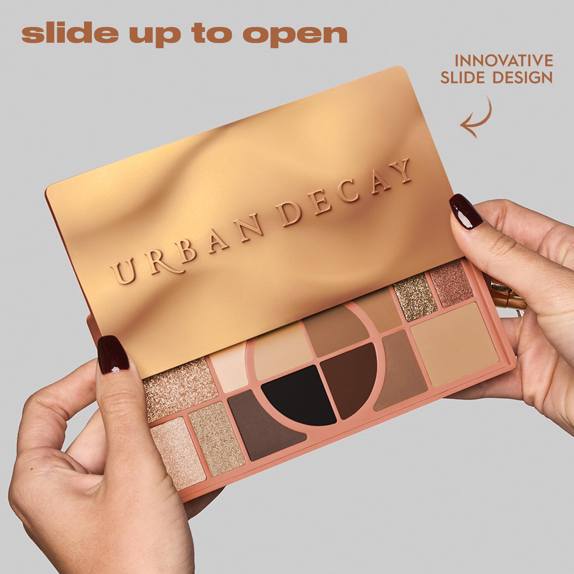 Urban Decay, Palette di ombretti a forma di nudo caldo, neutro, 14 tonalità multiuso per look versatili in crema, opaco e finiture luccicanti