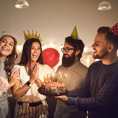 Miniatura 4 de MTLEE Velas de feliz cumpleaños con 10 velas de 2.95 pulgadas en espiral cortas y finas para decoración de tartas, suministros de fiesta de