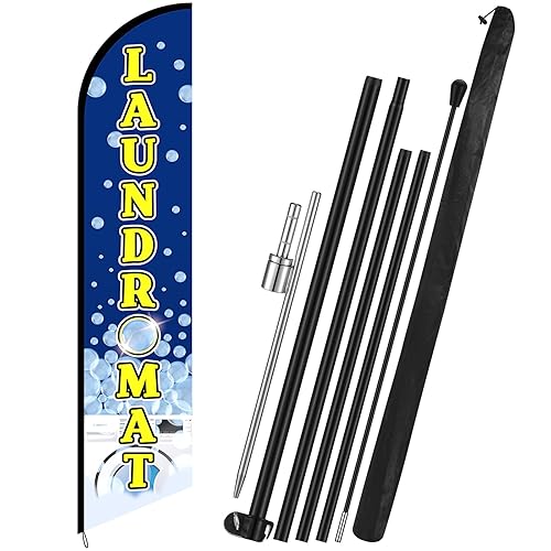 Laundromat Feather Flag Pole Kit Advertising Feather Banner 15 ft