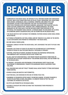 Beach Rules Sign Safety for Indoor Outdoor Use, Metal Sign 8x12 Inch