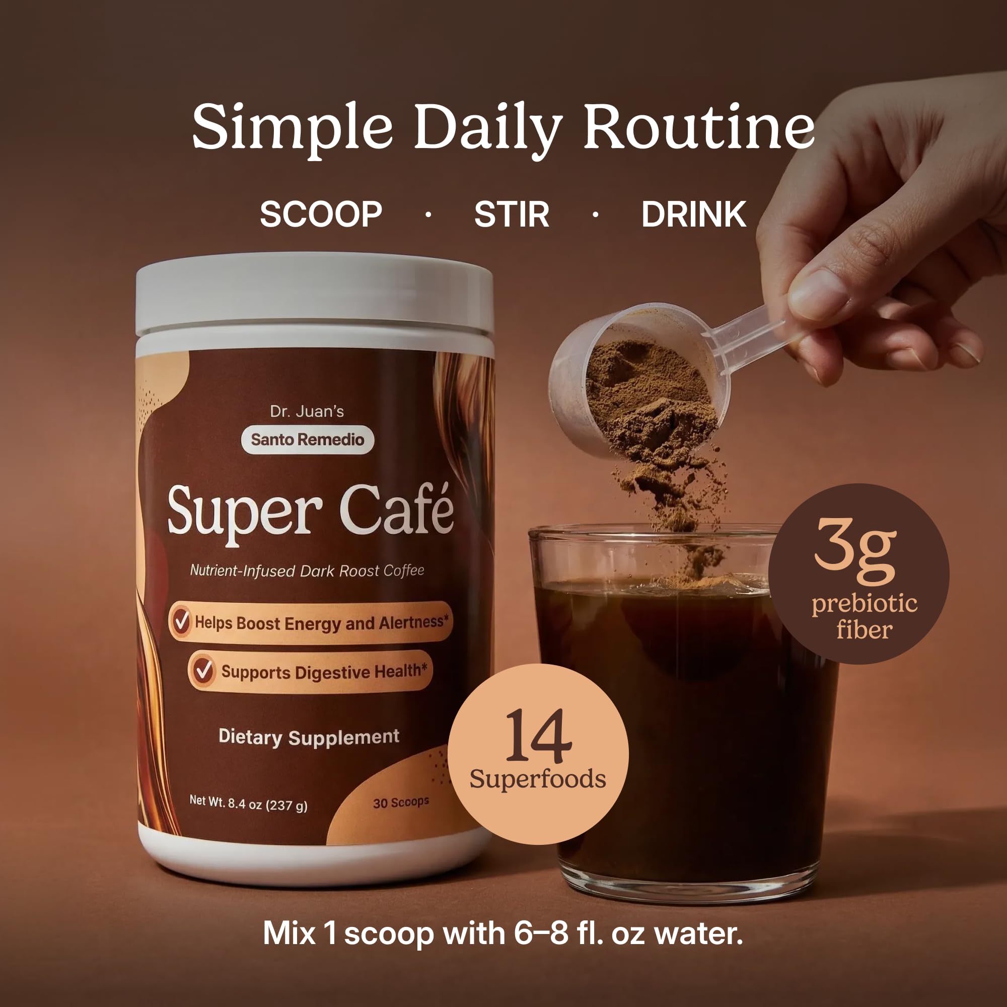 Santo Remedio Super Café, Nutrient Infused Dark Roast Coffee, 30 Servings — Amazon image 6