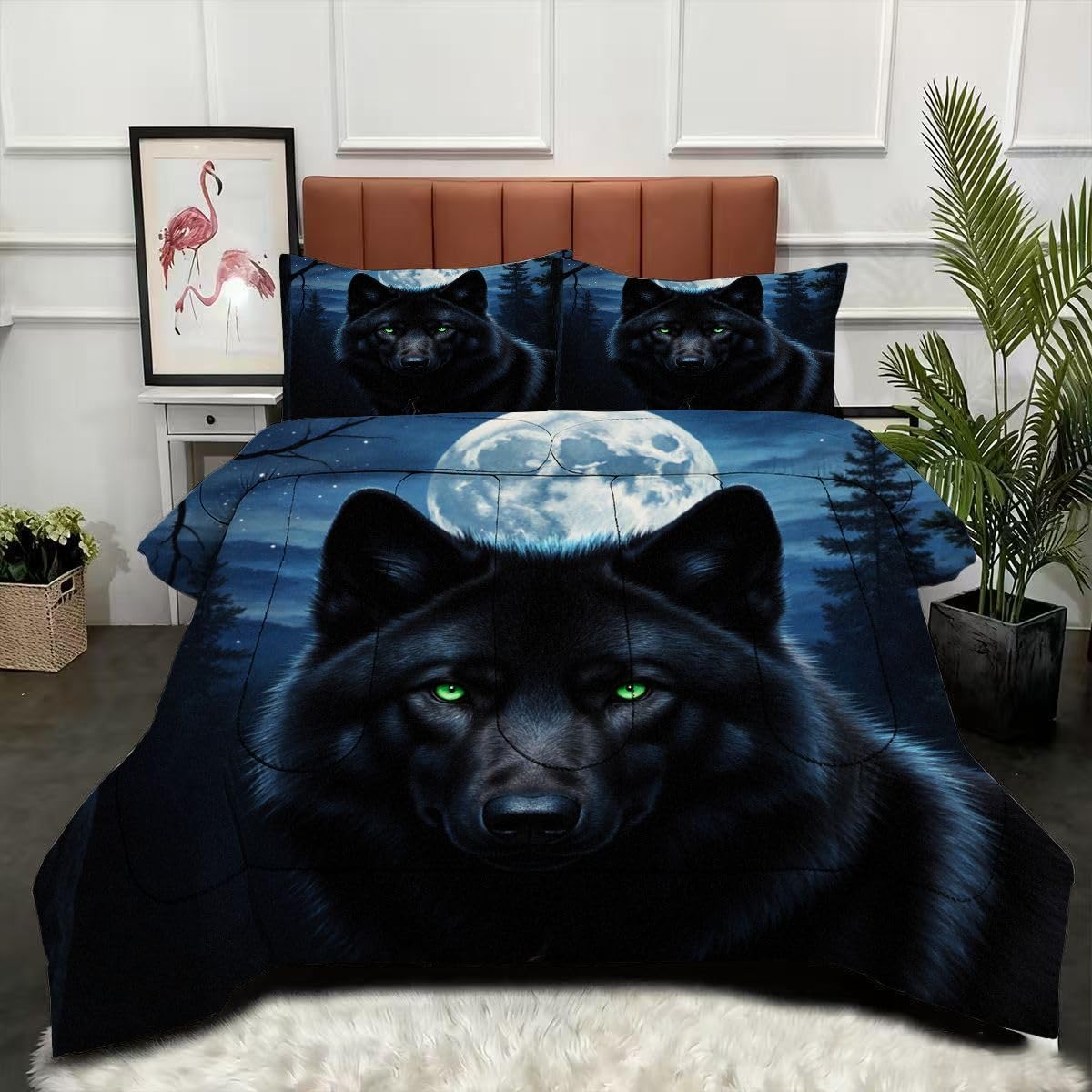 Couette 220x240 cm Loup pour Lit 2 Personnes Finie la Corvée de Housse avec cette Parure