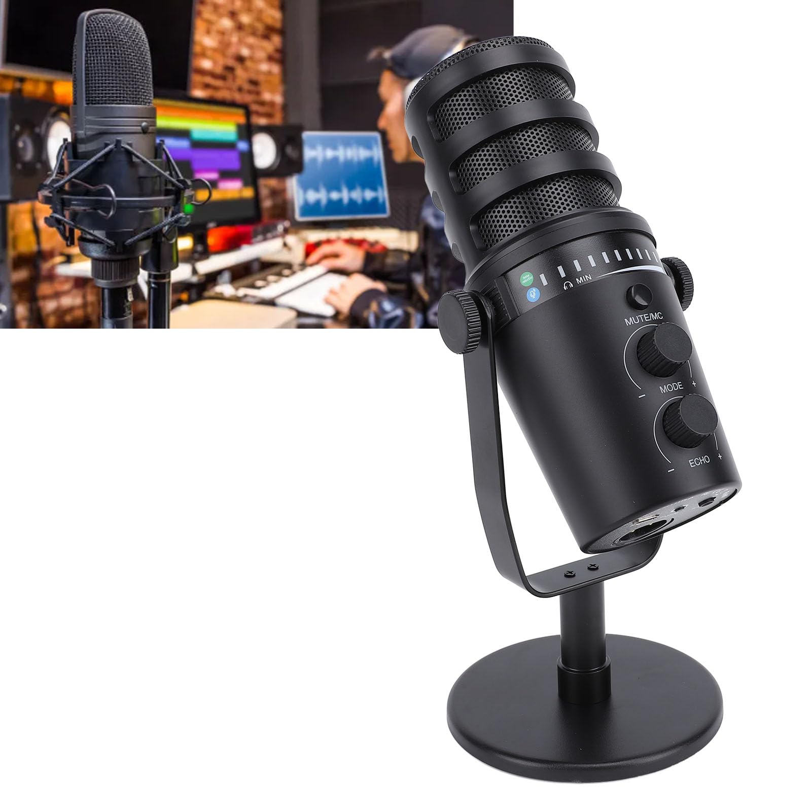 SIXRUN Microfono per Registrazione Dal, Microfono per Podcast USB in Metallo con Silenziamento Rapido, Campionamento a 192 KHz per Giocatori e Podcaster
