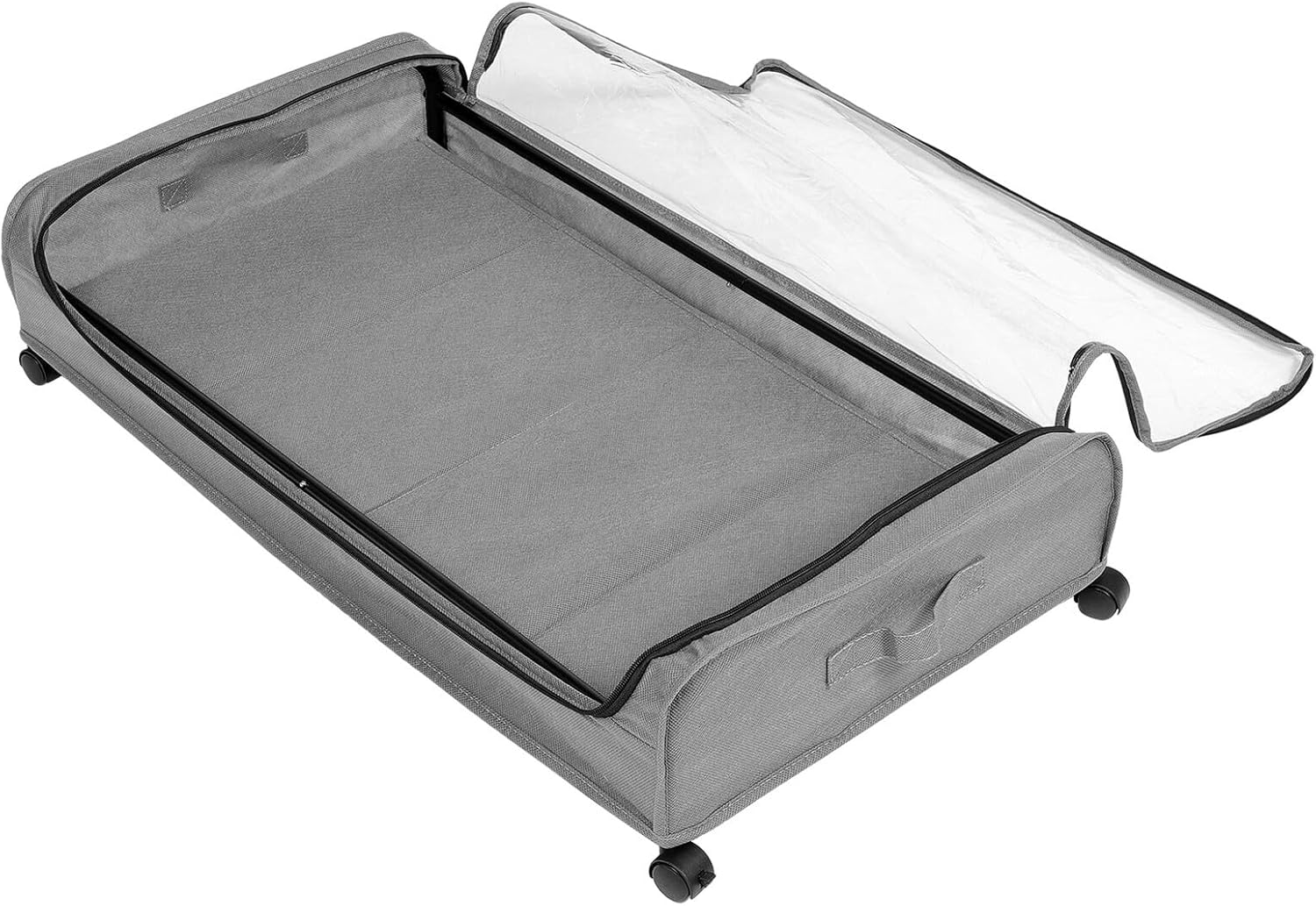 Alasum Bed Clothes Storage Organizer with Wheels Metal Frame Sliding Storage Drawer with Fabric Cover Gray Container for Clothes Shoes and Books