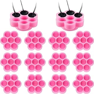 200 Pieces Flower Shape Glue Cup Eyelash Extension Glue Holder Flower Eyelash Glue Cup Eyelash Glue Pallet Grafting Eyelash Glue Cup False Lash Glue Holder for Women Girls Eyelash Extension Supply